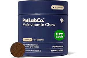 PetLab Co. 22 in 1 Dog Multivitamin - Support Dog's Immune Response, Skin, Coat, Joints & Overall Health - Vitamins A, E, D, B12, Minerals, Antioxidants - Chewable Pork Flavor - Packaging May Vary