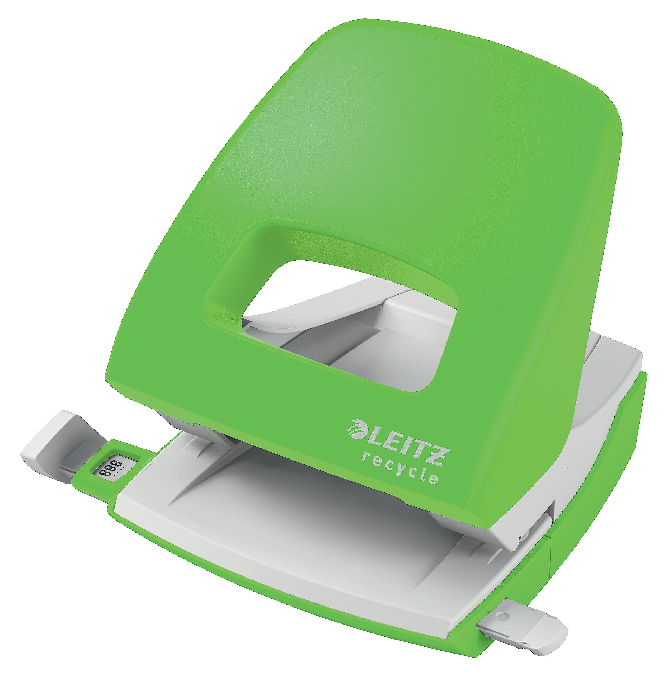 Leitz Hole Punch, 30 Sheets, Guide Bar with Format Markings, 100% Recyclable, Eco Friendly, NeXXt Recycle Range, Green, 50030055