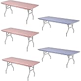 Kwik-Covers 8' Rectangle Plastic Table Covers 30" x 96", Bundle of 5 &hellip; | (Red &amp; Blue Gingham)