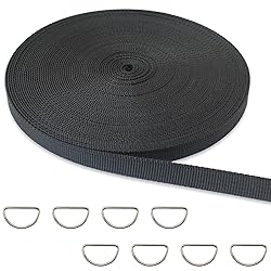 ZHFMILY 3/8 inch Black Nylon Webbing Strap with D