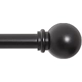 Kenney Chelsea 5/8" Standard Decorative Window Curtain Rod, 48-86", Black