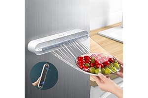 DRIVELINK Refillable Magnetic Plastic Wrap Dispenser with Slide Cutter, Sturdy Food Cling Wrap Film Cutter, Press and Seal Plastic Wrap, Plastic Wrap Dispenser with Cutter 12" x 328' Roll BPA Free Plastic Wrap