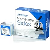 AmScope BS-50P-100S-22 Rectangular Blank Slides + Cover Slips 50/100 Count | 50 Pre-Cleaned Microscope Slides with 100 Clear 7/8 x 7/8 Inch Glass Cover Slips and Ground Edges