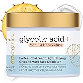 Era Organics Glycolic Acid Peel AHA BHA Exfoliant - USP Grade Clinical Strength Age-Defying At Home Chemical Exfoliant for Face - Salicylic and Lactic Acid, Aloe Vera, Manuka Honey