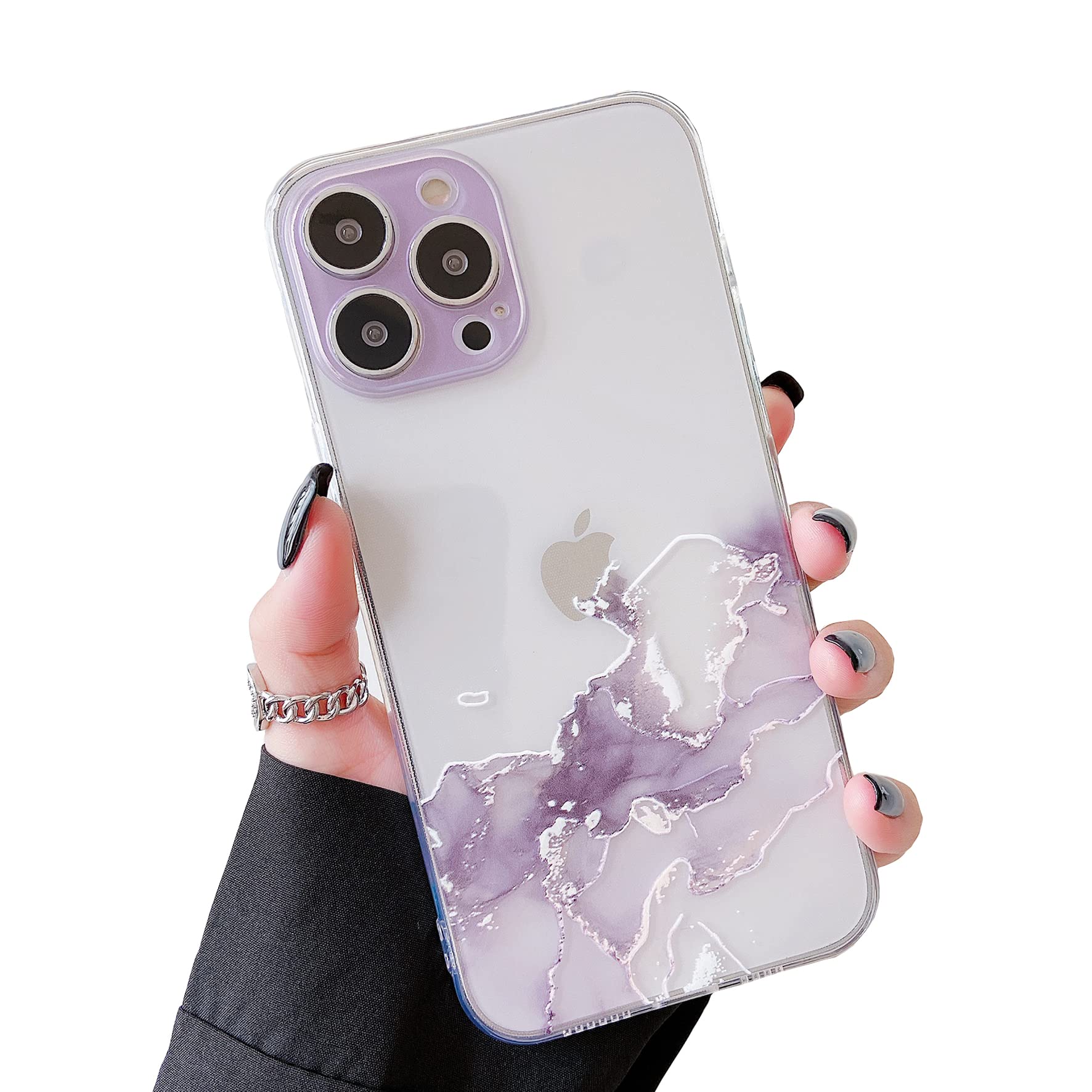 DEFBSC Case for iPhone 13 Pro Max, Marble Texture Semi-Transparent Case, Watercolour Marble Pattern Slim Soft TPU Bumper Shockproof Back Cover Case for iPhone 13 Pro Max - Grey