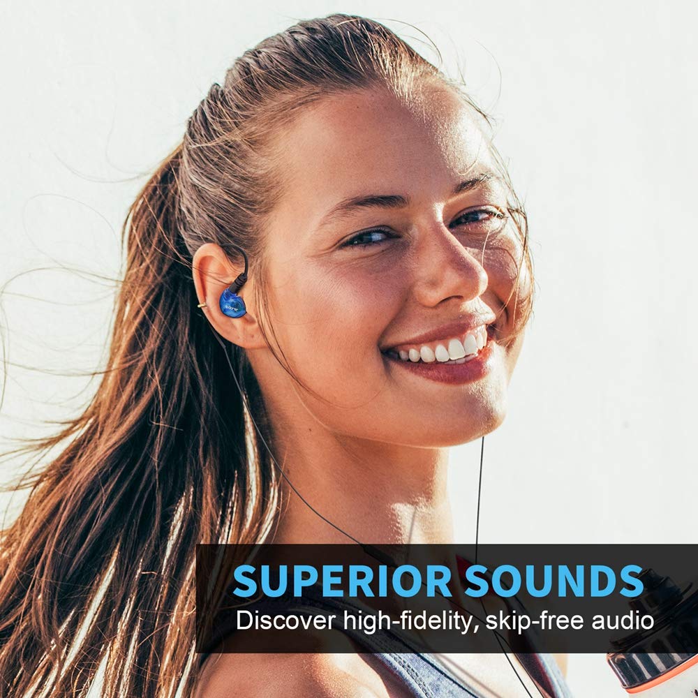 Adorer Auricolari Sport RX6 Stereo In-ear Auricolari con Microfono, IPX4 Impermeabile Cuffie con iPhone,Samsung,HTC e altri Smartphones con Jack Audio di 3,5mm - Blue