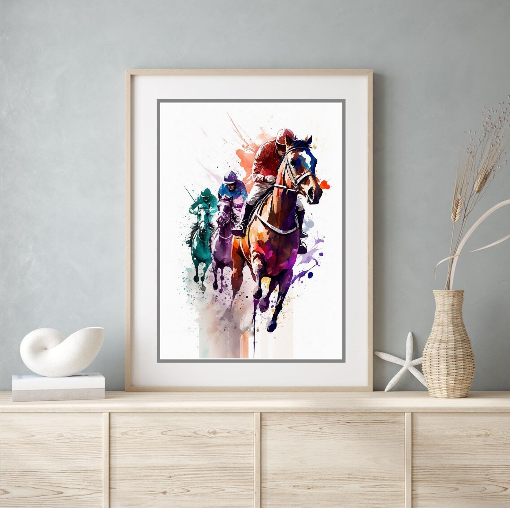 Beauitiful vivid fine art print of Horse Racing painting (picture 5) (A4 PRINT ONLY) (29.7 X 21CM)