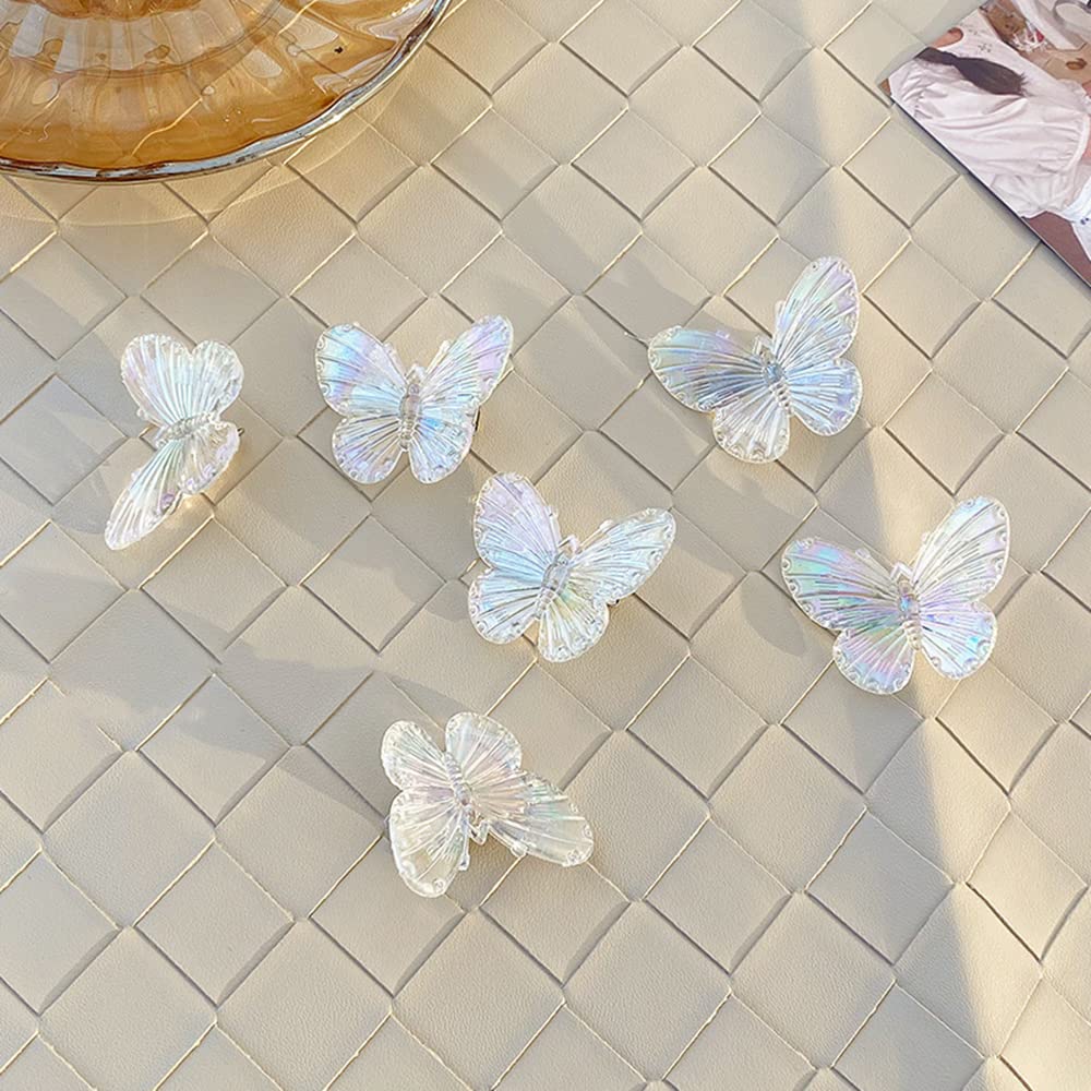 Hair Clips, Crocodile Clips Butterfly Hair Accessories for Women Girls, 6-Pack Lovely Headwears Styling Tools for Party Daily Performance, Creamy White