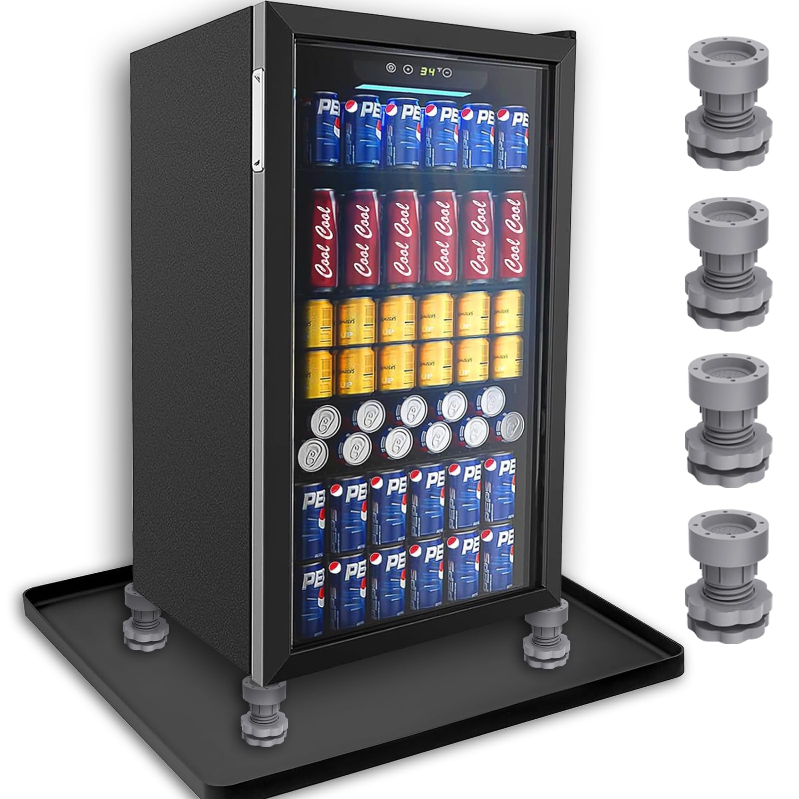 Photo 1 of Mini Fridge Silicone Mat - with 4 Height Adjustable Base - 19.7''x19.7''x0.7'' Mini Fridge Drip Tray for Floor, Carpet - Mini Refrigerator Mat to Protect Floor, Prevents Leakage Water Spills