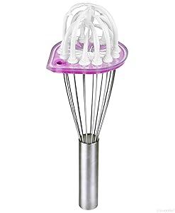 Whisk Wiper - Wipe a Whisk Easily - Multipurpose Kitchen Tool, Made In USA - Includes 11" Stainless-Steel Whisk - Cool Baking Gadget, A Great Gift For Men and Women (Color: Violet)