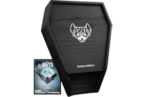Outdoor Oddities Deluxe Coffin Bat House - Attract Bats Easily with Our Dual Chamber, Weatherproof & Flame-Treated Design - Easy to Mount, Ready-to-Install Bat Shelter (Black)