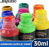 SAGUDIO Airbrush Acrylic Paint Set 24x30ml Basic Colors Ready to Airbrush view 7
