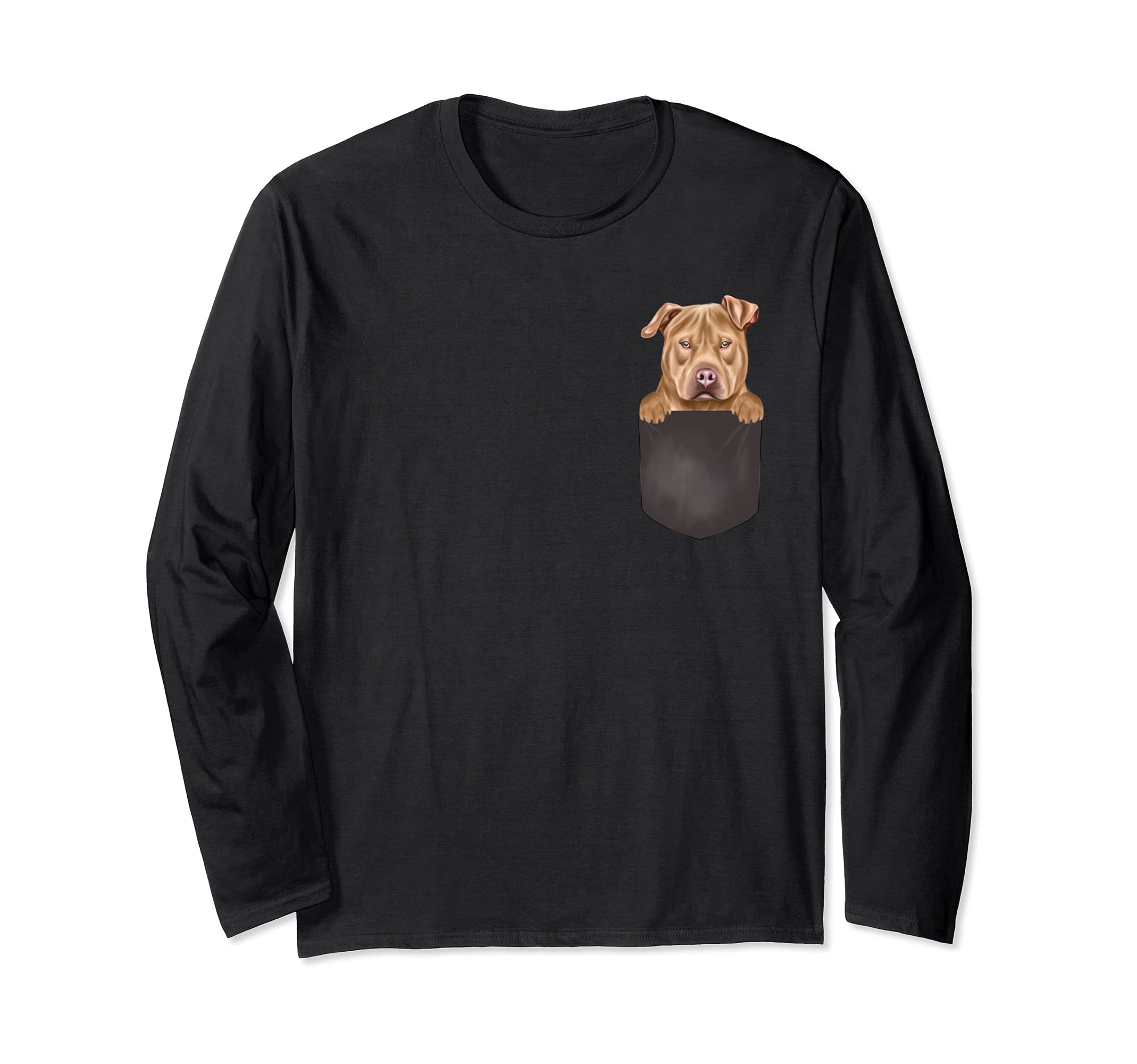 Dog In Pocket Funny Dog Lover Usa Staffordshire Terrier Long Sleeve T-Shirt