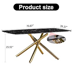 Glass Dining Table for 4 to 6 People with Imitation