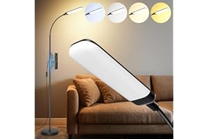 18W LED Floor Lamp, 1300lm Standing Lamp with 4 Scene Modes, 175cm Conner Lamp with Stepless Dimming/Color Temperature, 360°R