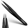 By MILLY Pointed Tweezers | High Carbon Stainless Steel Needle Nose Tweezers | Fine Point Tweezers Precision Hair Removal | P