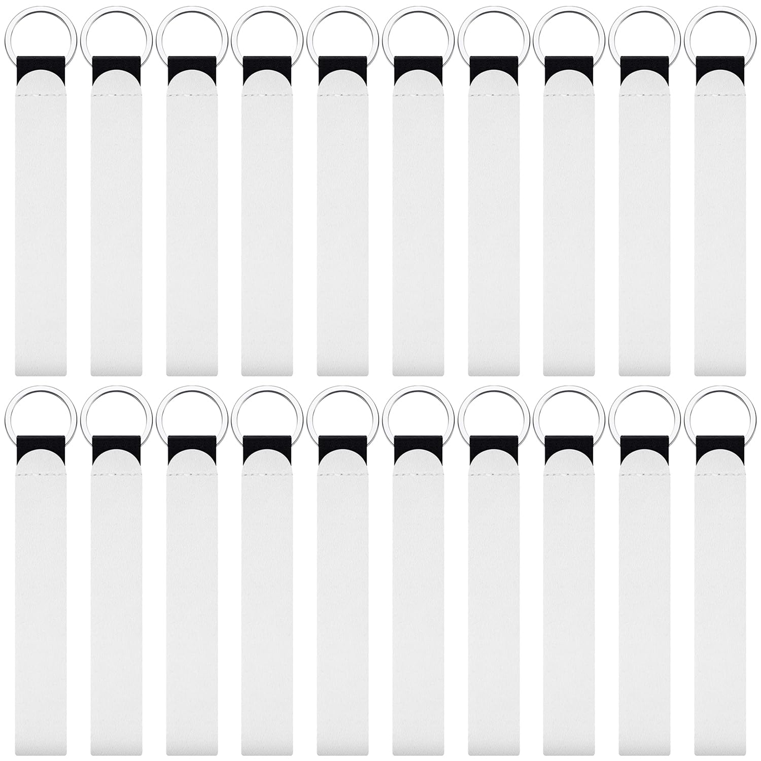 20 Pcs Sublimation Blanks Wristlet Keychain, MaehSab DIY Sublimation Neoprene Wristlet Strap Lanyard, Heat Press Transfer White Sublimation Wrist Key Blanks DIY Crafts for Women