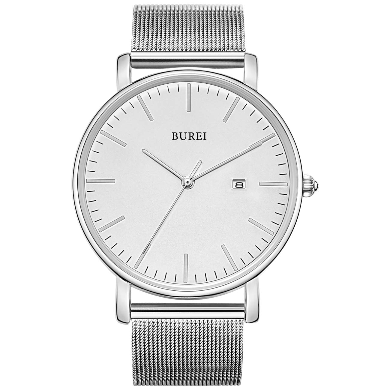 BUREI Men's Wrist Watches,Minimalist Analog Quartz Watches for Men with Mesh Band,Gifts for Men