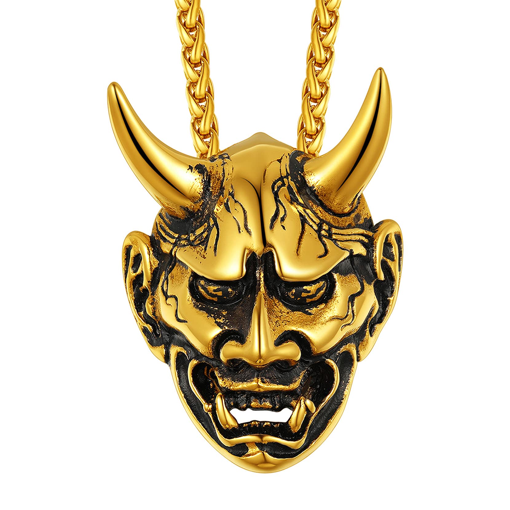 Richsteel Gothic Gold Plated Necklace With Pendant For Men Teen Boys Punk Goth Chain Jewellery Mens Necklaces