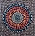 Bless International Handmade Indian hippie Bohemian Psychedelic Peacock Mandala Wall hanging College Dorm Beach Throws Table Cloth Bedding Tapestry (Golden Blue, King(88x104Inches)(225x265Cms))
