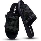 Draco DracoSlides Reflective Slides for Men and Women, Wrapped in Reflective 3M with Adjustable Straps for Wide/Narrow Feet, Sandals with Arch Support &amp; Slip Resistant, Men &amp; Women Footwear, Black