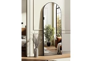 TRAHOME Arched Full Length Mirror, 56"x15" Standing Body Mirror for Wall, with Aluminum Alloy Frame for Bedroom, Living Room, Dressing Room(Black)
