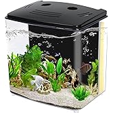 AQUANEAT Fish Tank, 1.2 Gallon Aquarium, Small Betta Fish Tank Starter Kit with LED Light and Water Filter Pump, Rectangular