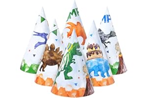 WERNNSAI Dinosaur Birthday Party Hats - 12 PCS Dinosaur Party Supplies Cone Hats Party Headwear for Kids Boys Dino Party