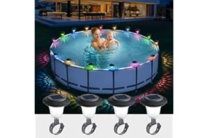 SALMOPH Pool Lights for above Ground Pools, Waterproof Frame Pool Decoration, Energy Saving LED Pool Solar Lights, RGB Light at Night Decor for Frame Swimming Pools (4PCS)