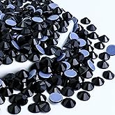 Towenm 1440PCS Hotfix Crystals Glass Rhinestone, Flatback Hot Fix Round Gems Crystal Stones for Clothes Crafts (Jet Black, SS6 2MM)