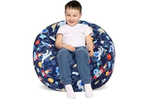 Decalsweet Bean Bag Chair for Kids Stuffed Animal Storage Beanbag Chairs,Toddler Toy Storage Organizer for Girls and Boys,Large 32'' Cover Only（No Filling)
