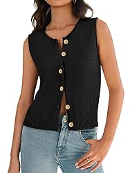 Black Sweater Vest Women Sleeveless Sweater Top