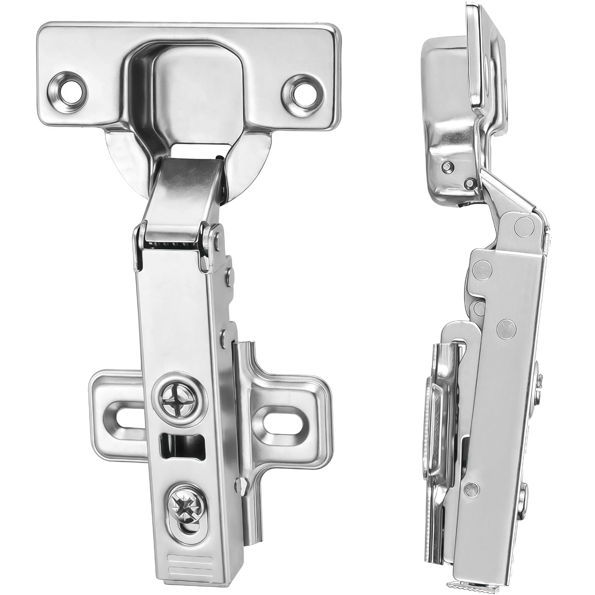 Luokim 20 Pack 10 Pairs Frameless Full Overlay Soft Close Cabinet Hinges, European Hinges for Cabinets, Hidden Cabinet Hinges Adjustable 35mm Cup Clip-On Plate Nickel Plated Finish