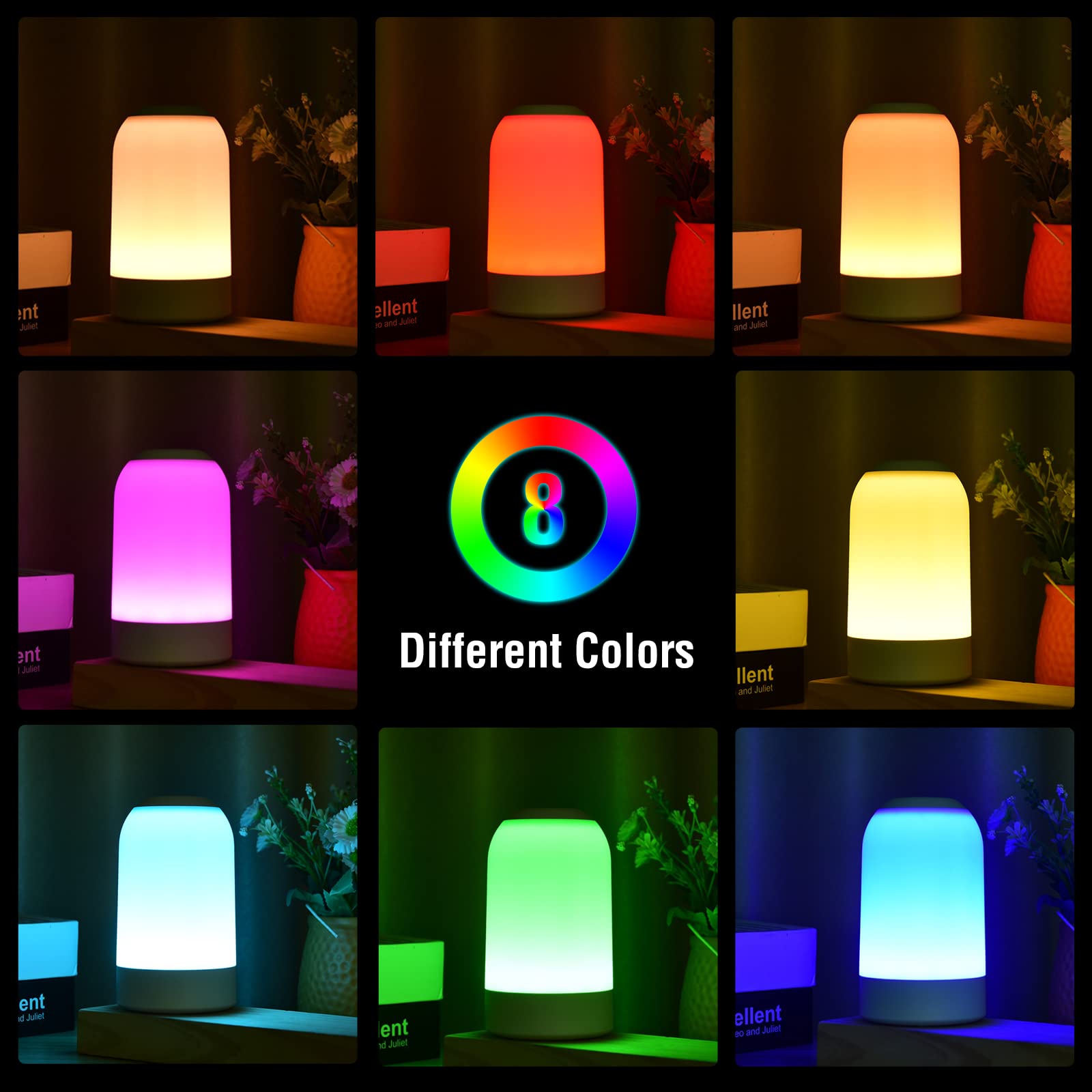 G Keni Baby Night Light, Touch Bedside Table Lamp, Timer & RGB Mode, Dimmable Small Lamp for Bedrooom, USB Rechargeable Battery Smart Night Lamp for Nightstand