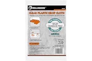 ROLLINGDOG Plastic Drop Sheet - Painters Drop Cloth Waterproof for Furniture, Carpets and Floor CoveringThickness Tarp (9ft x
