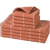 Glynniss Kitchen Towels and Dishcloths Set, Four Kitchen Dish Towels 16x26 Inches, Four Absorbent Dish Cloths for Washing Dishes 12x12 Inches, Cleaning and Drying for Everyday Use Pack of 8 (Rust)
