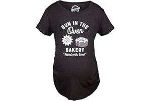 Crazy Dog Tshirts Maternity Bun in The Oven Bakery T Shirt Funny Cute Pregnant Pastry Baking Tee for Ladies