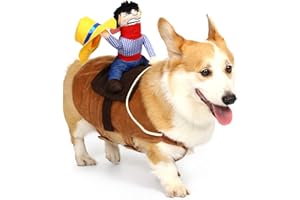 T2Y Cowboy Rider Dog Costume - Halloween Dog Costumes for Large Dogs, Dogs Clothes Knight Style with Doll and Hat for Halloween Day, Suitable for Shepherd, Husky, Shiba Inu【L】