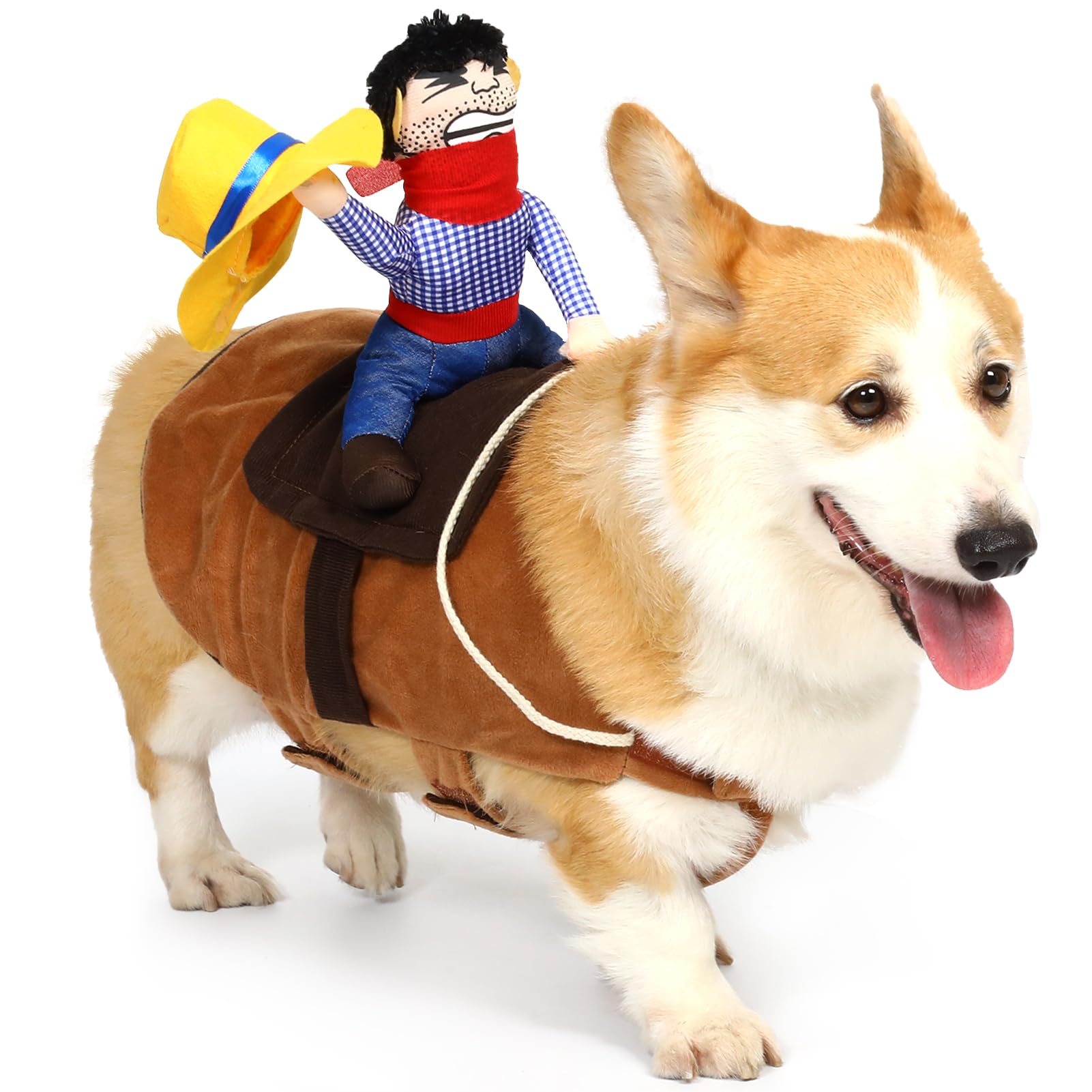 Photo 1 of T2Y Cowboy Rider Dog Costume - Halloween Dog Costumes for Small Dogs and Cat, Dogs Clothes Knight Style with Doll and Hat for Halloween Day, Suitable for Yorkie, Chihuahua, Schnauzer?S?