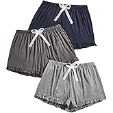 Milumia Women's Plus Size Pajama Shorts 3 Pack Ruffle Hem Sleep Lounge Pj Shorts