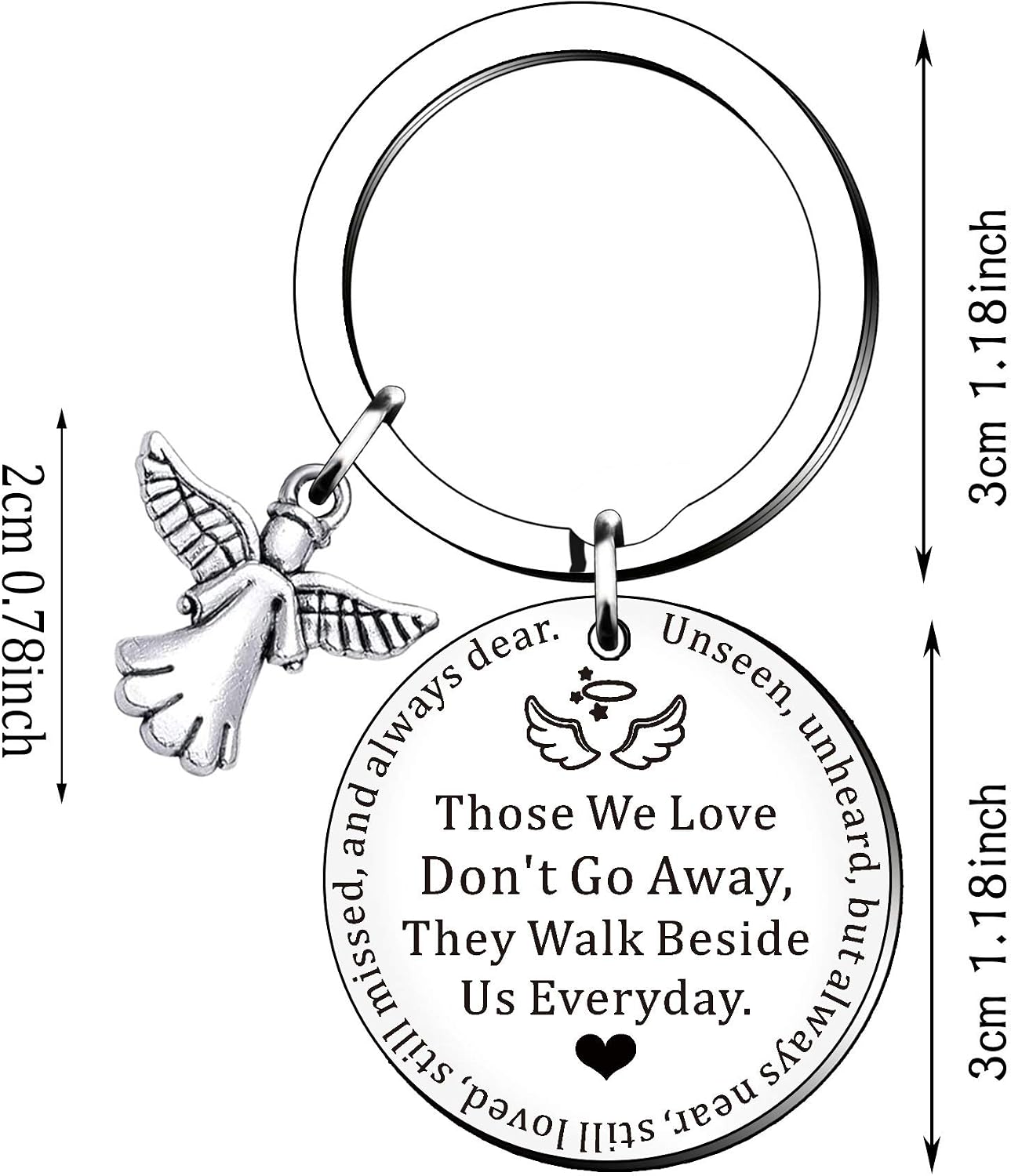 HULALA Sympathy Keyring Memorial Remembrance Gifts For Loss Loved One Family Friends Angle Keychain Engraved Those We Love Don't Go Away They Walk Beside Us Everyday - Image 3