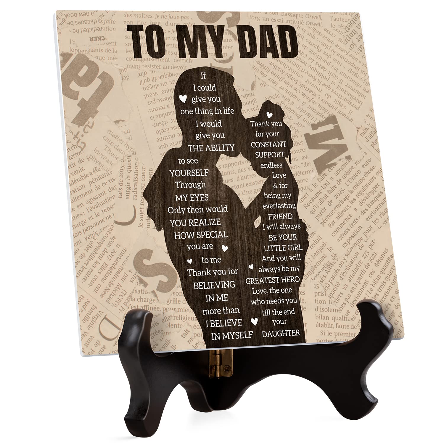 Gifts For Dad, Dad Birthday Gifts, Dad Gifts From Daughter, To My Dad Engraved Plaque, Fathers Day For Daddy, Stepdad, Father In Law Personalized Father Plaque Idea Present, For Home Bedroom