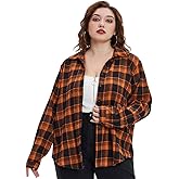 RITERA Plus Size Top For Womens Long Sleeve Button Down Plaid Shirt Casual Checkered Blouse XL-5XL