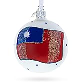 Flag of Taiwan Glass Ball Christmas Ornament 3.25 Inches