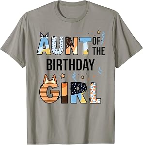 Aunt of The Birthday Girl Party Blue Dog Lover Matching T-Shirt