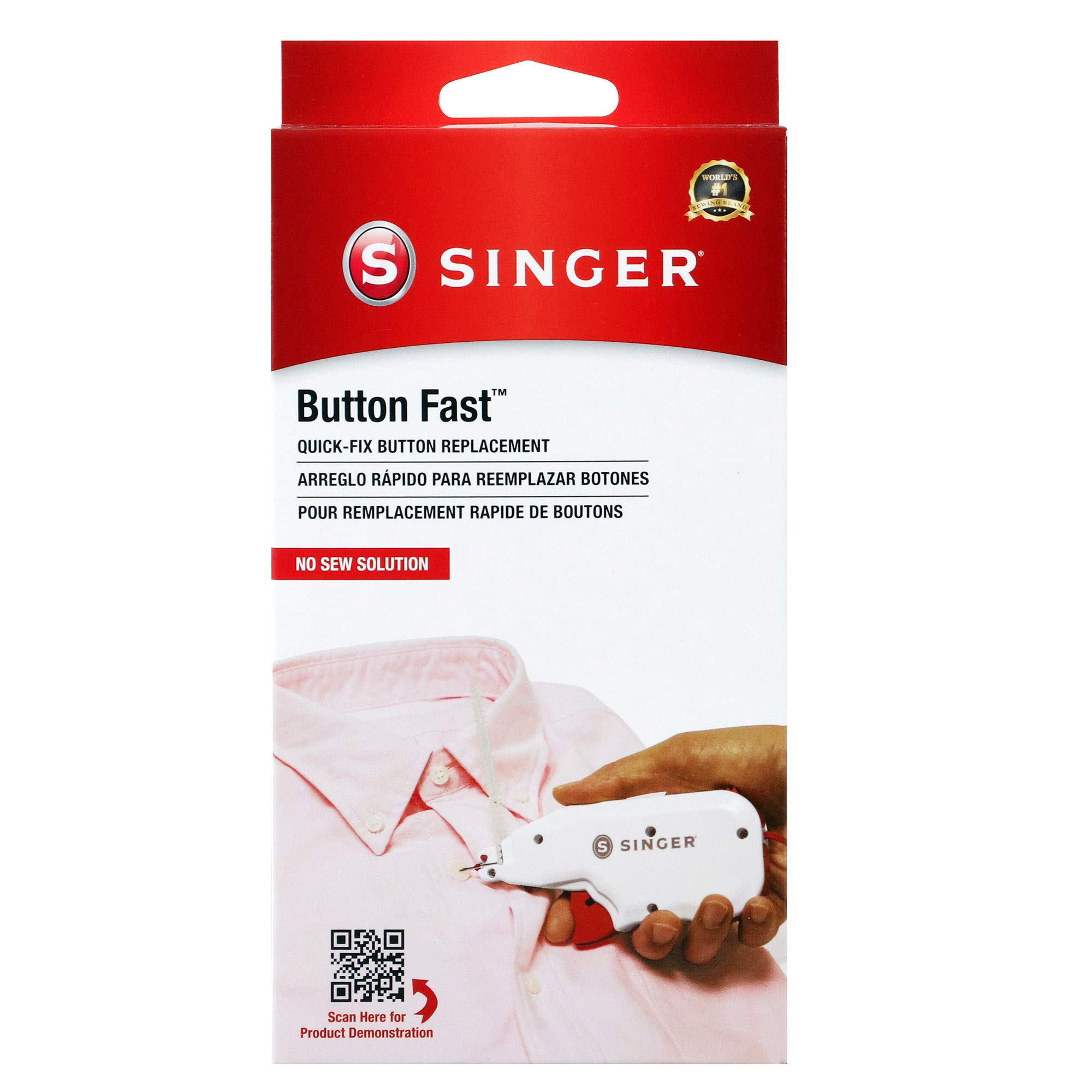 Singer Button Fast Quick-Fix Button Replacement Tool with 60 Fasteners and 12 Buttons (01933)