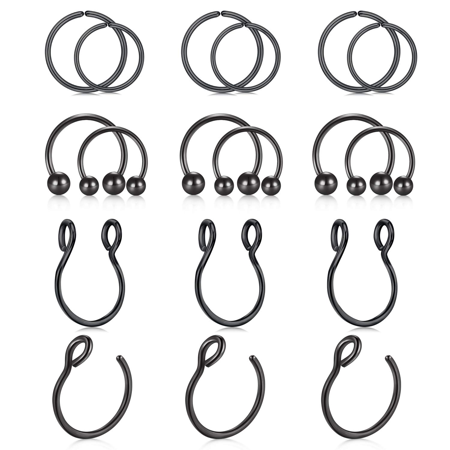 LAURITAMI Fake Nose Rings Septum Hoops Surgical Steel Clip On Septum Nostril Ring Nose Non Piercing Jewellery
