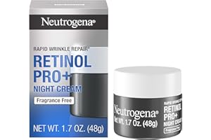 Neutrogena Retinol Pro+ Anti-Wrinkle Night Moisturizer, Rapid Wrinkle Repair, Anti-Aging Face & Neck Cream, Formulated without fragrance, parabens, dyes, & phthalates, Retinol, 1.7 oz