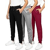 Real Essentials 3 Pack: Boy's Mesh Jogger Sweatpants - Youth Kids Baseball Football Athletic Pants with Pockets
