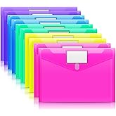 Sooez 10 Pack File Folders, Clear Poly Envelopes Plastic Folders A4 Pouch | Folder for Documents Letter A4 Size with Label Pocket, Teacher School Office Supplies Organization Storage, Assorted Color